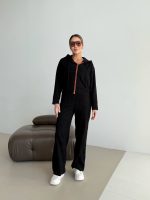 Вельветовий спортивний костюм з карманами чорний Takamoda