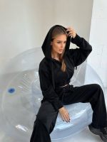 Спортивний костюм із плюшевого велюру чорний Takamoda